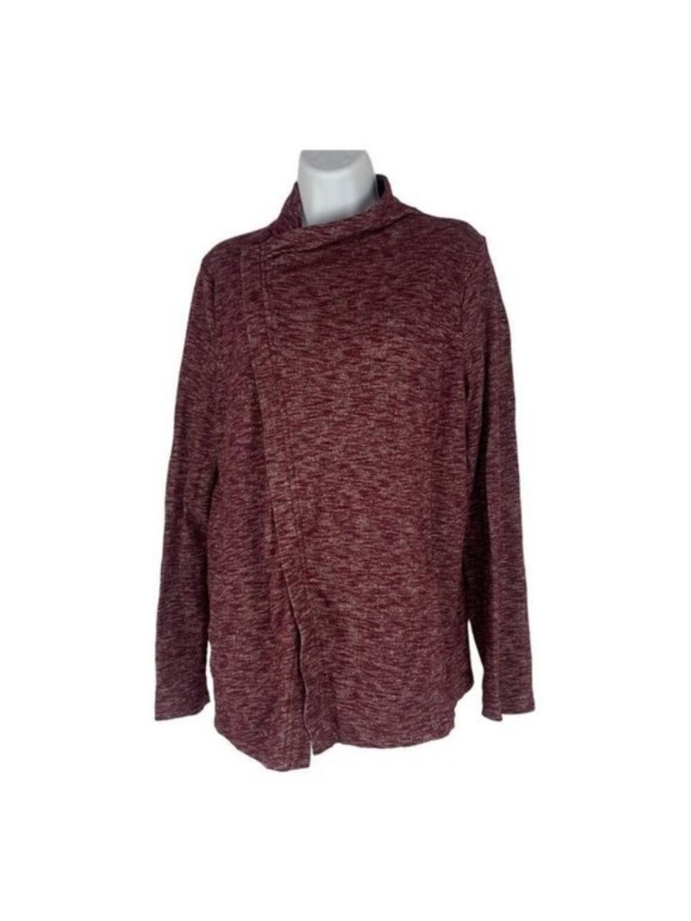 G.H. Bass & Co. Burgundy Heather Open Front Cardigan Large
